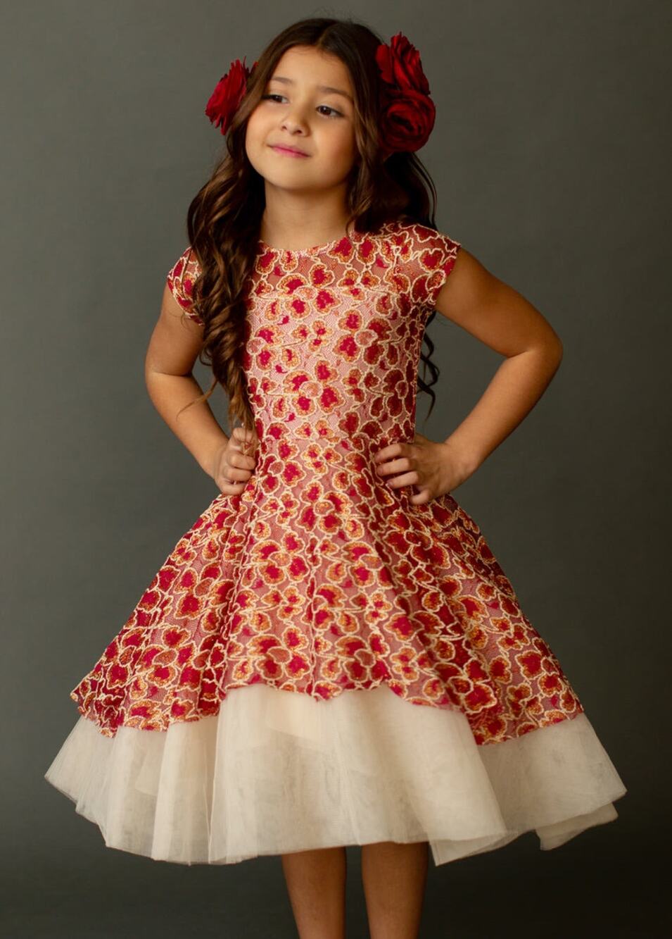 Joyfolie Mia Joy Annalise Petticoat Dress Scarlet Metallic Girl’s Size 6